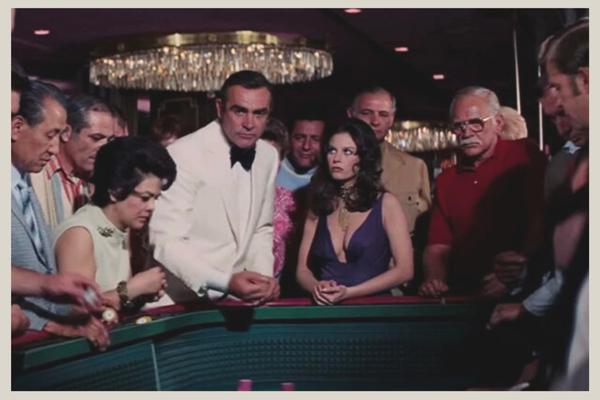 Connery back as Bond in Diamonds are Forever playing craps and impressing Plenty O'Toole