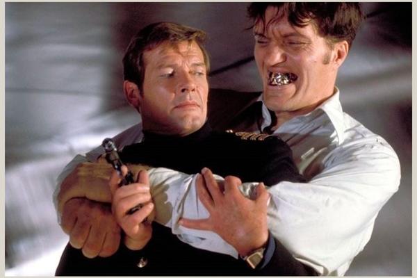 James Bond and Jaws Roger Moore and Richard Kiel