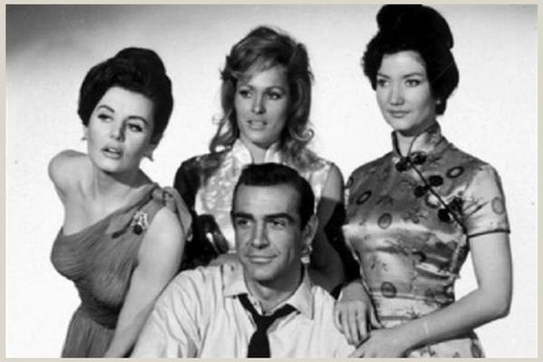 Sean Connery with Bond girls from Dr. No