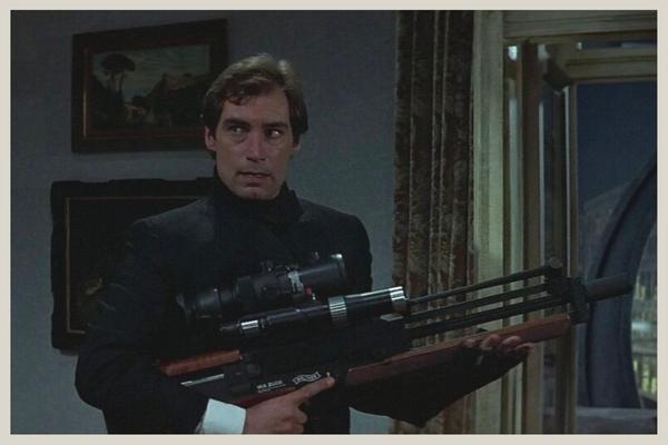 James BOnd with the Walther WA 2000 sniper rifle in The Living Daylights