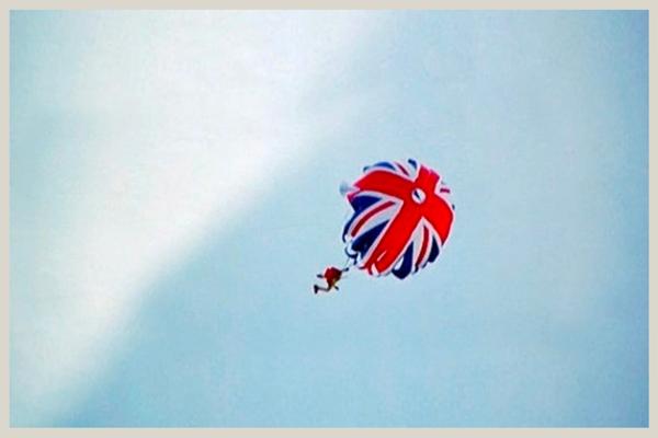 The Spy Who Loved Me Union Jack parachute stunt
