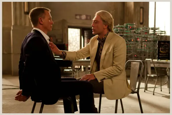 Raoul Silva talking with Bond in Skyfall