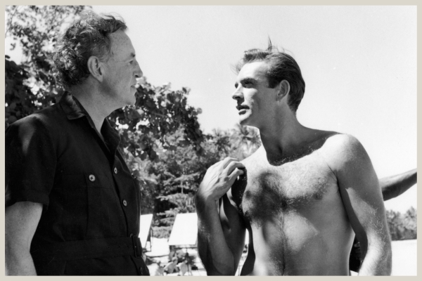 Author Ian Fleming visits the set of DR. NO and chats with actor Sean Connery