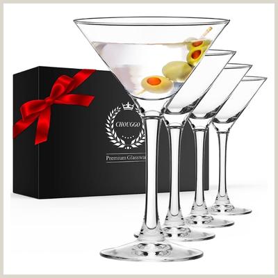 Chouggo Martini Glasses Set of 4, Hand Blown Premium Crystal Cocktail Glasses